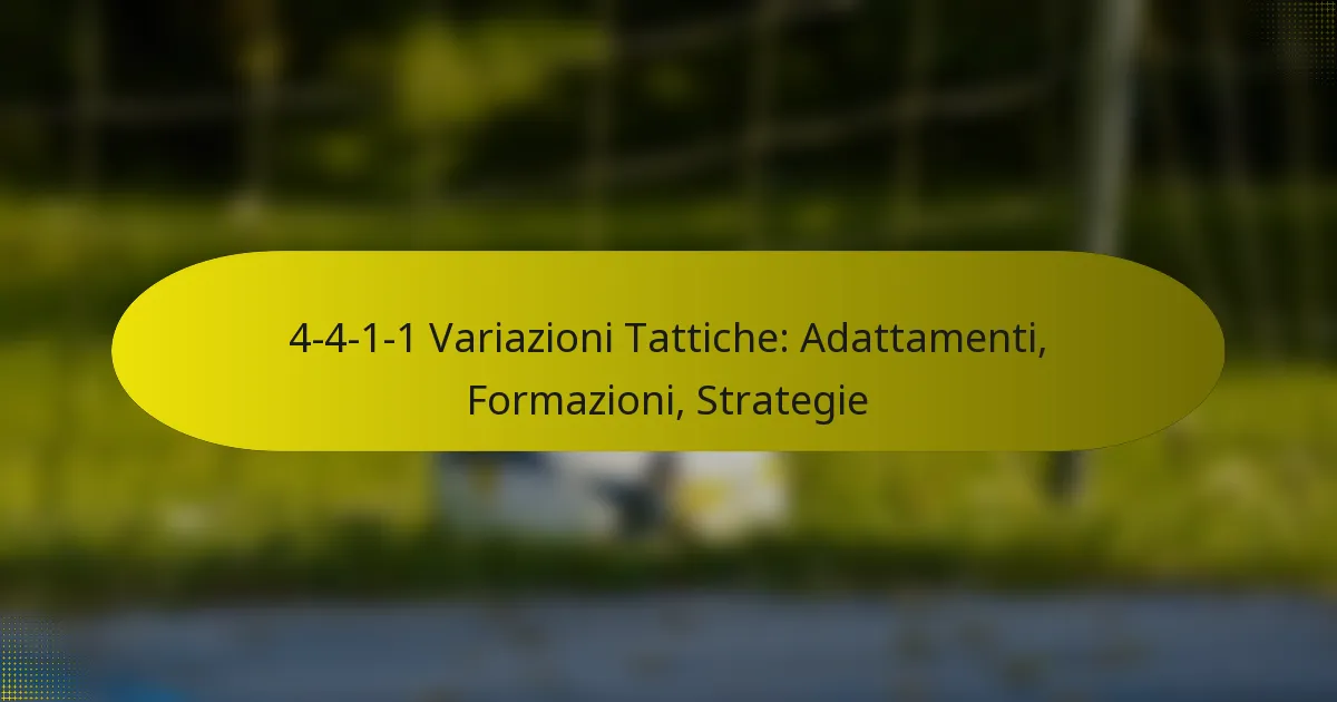 4-4-1-1 Variazioni Tattiche: Adattamenti, Formazioni, Strategie